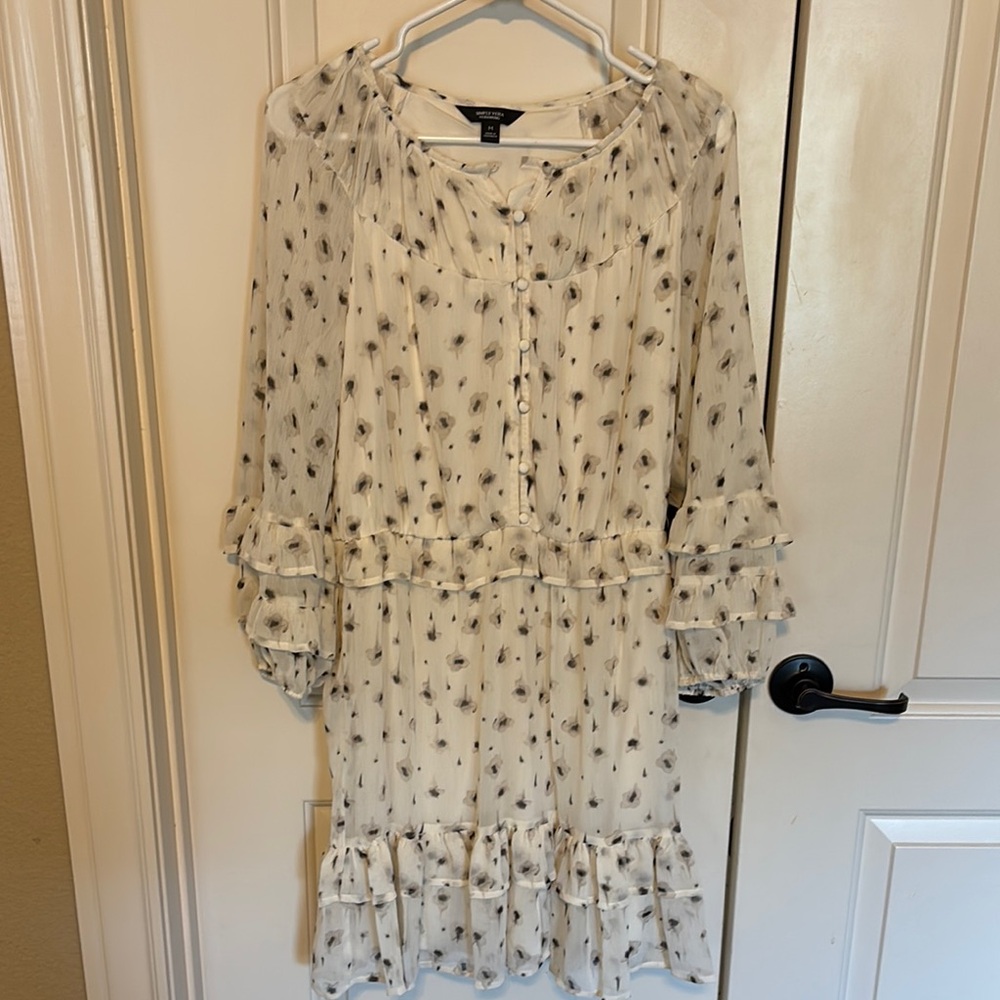 Vera Wang Cream Floral Mini Dress